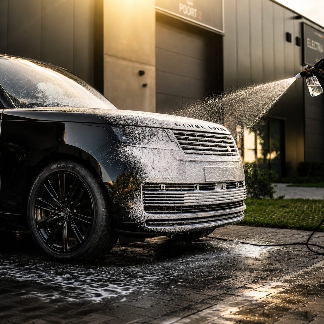Foam-cannon wash + decontamination